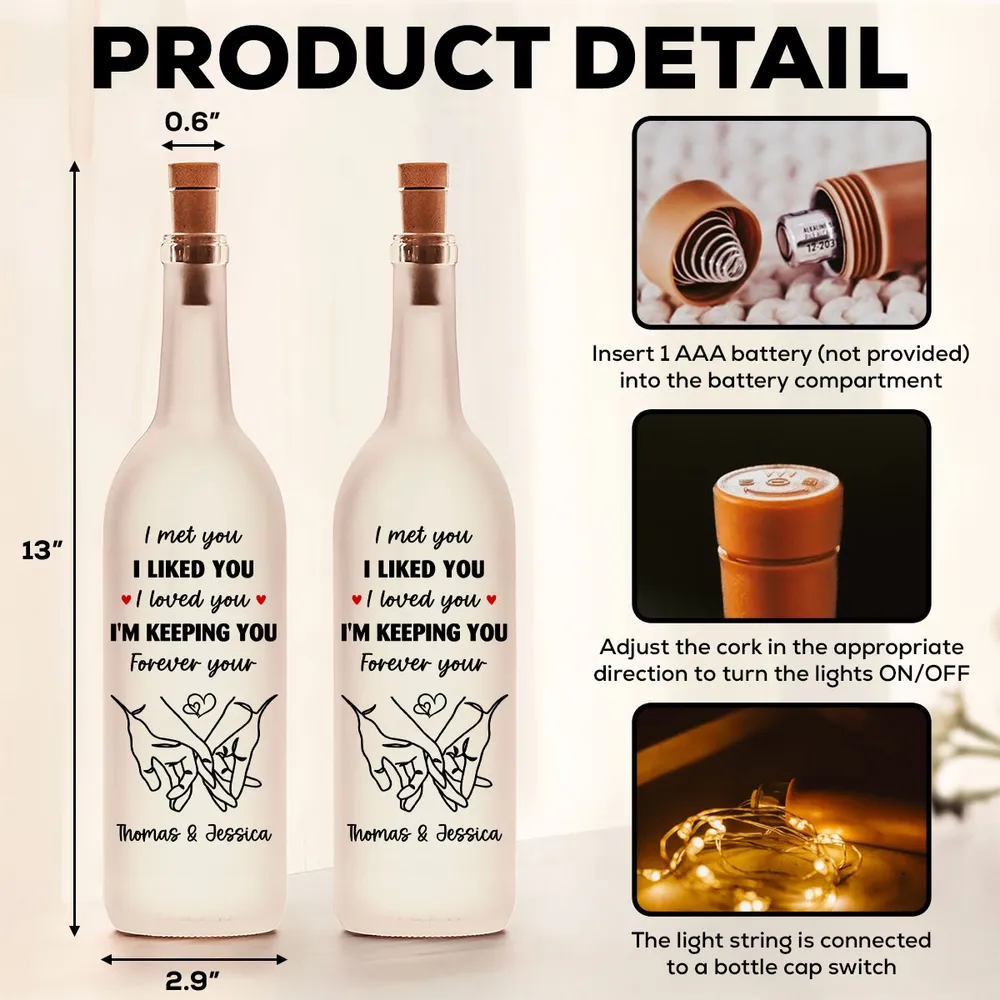Personalized Bottle Lamp With I Am Keeping You Quote, Warm Glow Bedroom Decor, Unique Romantic Gift for Couples - Image 4