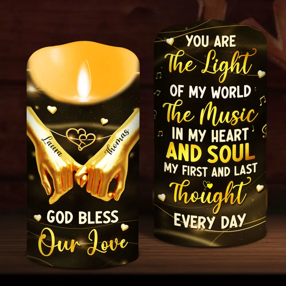 Personalized Flameless LED Candle, 'You Are The Light Of My World' Romantic Gift for Couple, Warm Glow Home Ambiance - Image 3