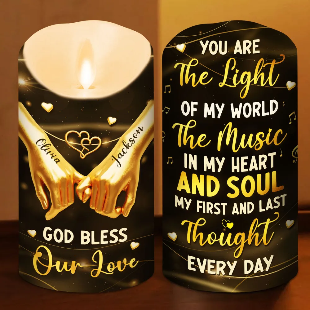 Personalized Flameless LED Candle, 'You Are The Light Of My World' Romantic Gift for Couple, Warm Glow Home Ambiance - Image 5