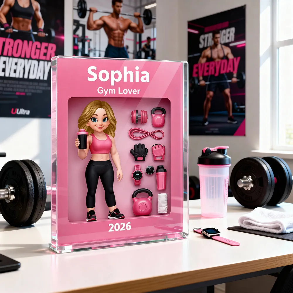 Rectangle Acrylic Block Plaque 'Stronger Everyday' Gym-Themed Desk Decor, Personalized Motivational Gift - Image 2