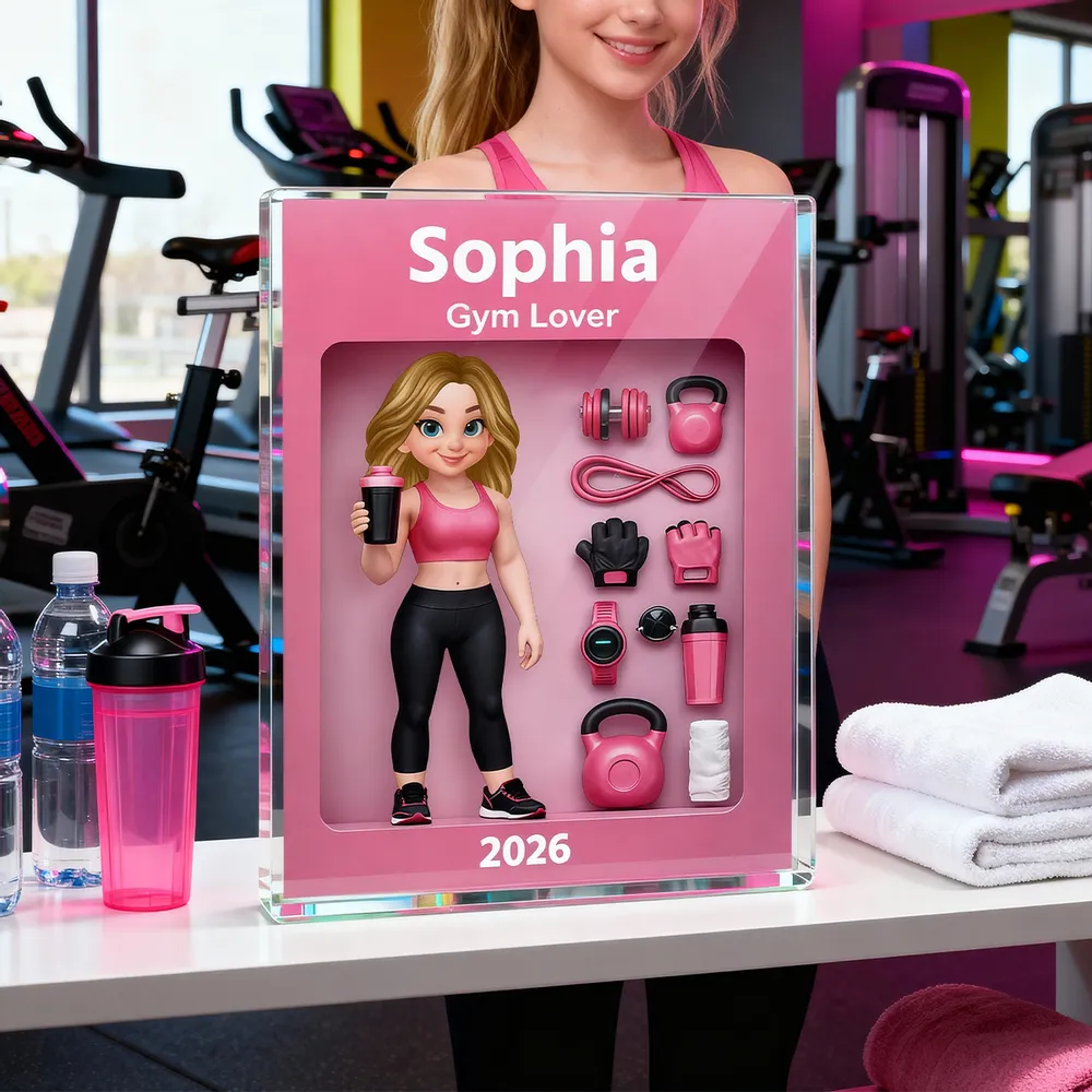 Rectangle Acrylic Block Plaque 'Stronger Everyday' Gym-Themed Desk Decor, Personalized Motivational Gift - Image 4