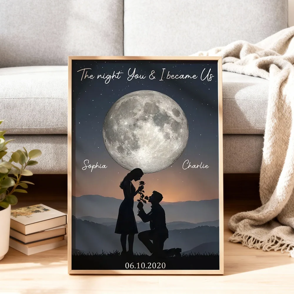 Personalized Poster The Night You & I Became Us Moonlit Proposal Silhouette Wall Art, Unique Romantic Gift for Couple - Image 6