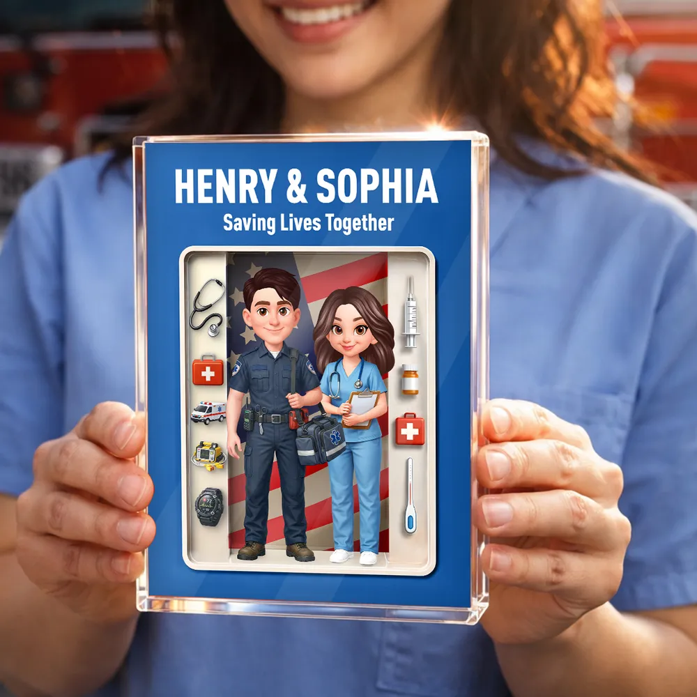 Personalized Rectangle Acrylic Block Plaque for EMT & Nurse Couple Desk Decor - Unique Gift That Honors Your Love & Service - Image 8