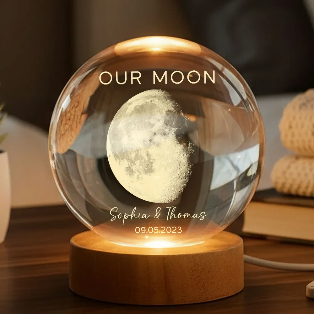 Custom Our Moon Globe Lamp, Cozy Romantic Room Glow, Meaningful Keepsake Gift for Wife Husband Girlfriend Boyfriend - Image 4