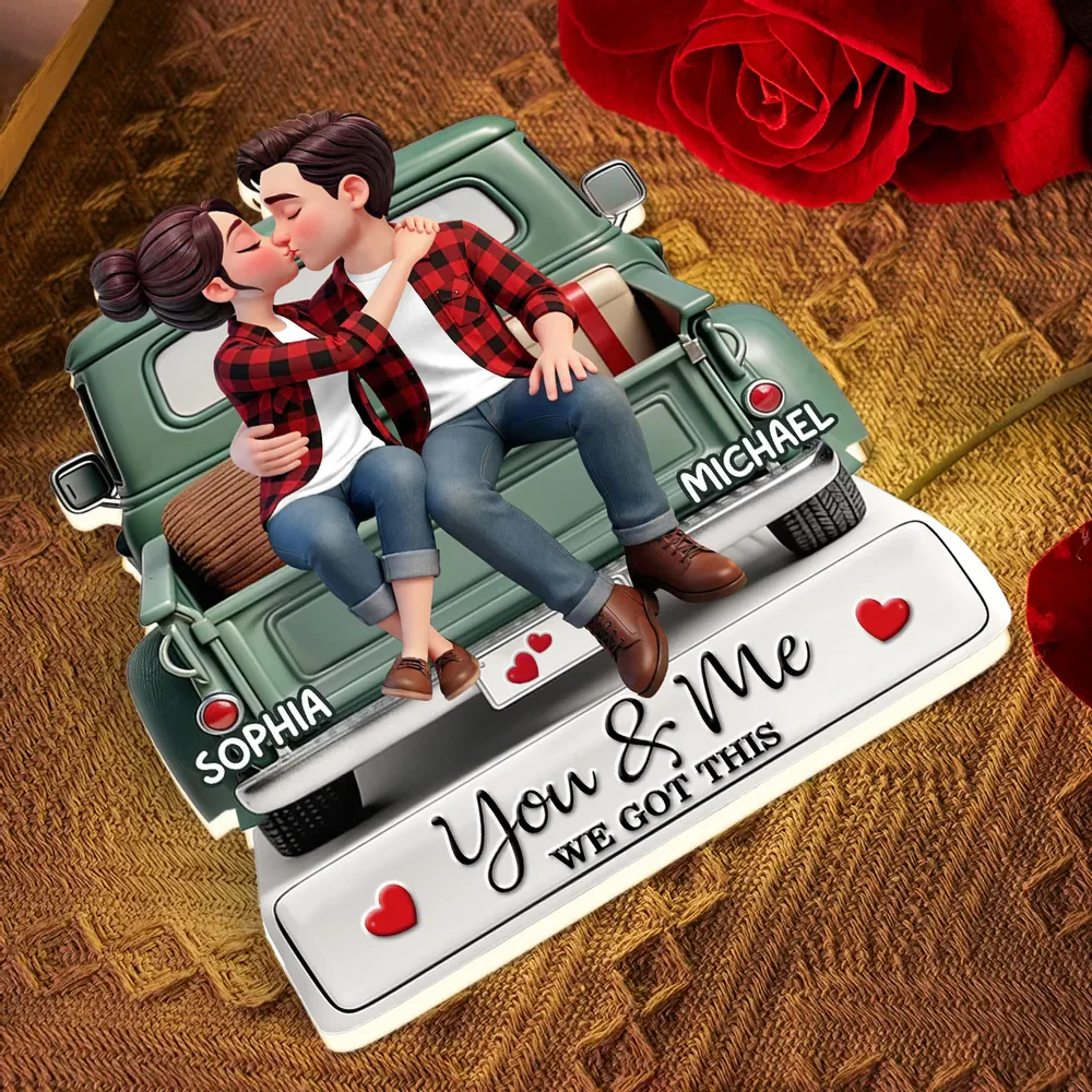 Personalized Acrylic Light Box Kissing Couple on a Truck Tailgate Warm Glow Bedroom Decor Unique Gift for Him or Her - Image 8
