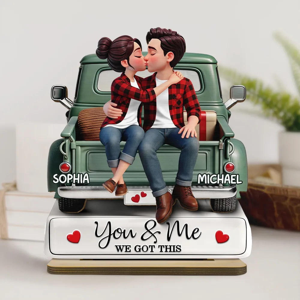 Personalized 2-Layer Wooden Plaque Couple Kissing on a Pickup Truck, You & Me We Got This, Unique Gift for Him or Her - Image 7