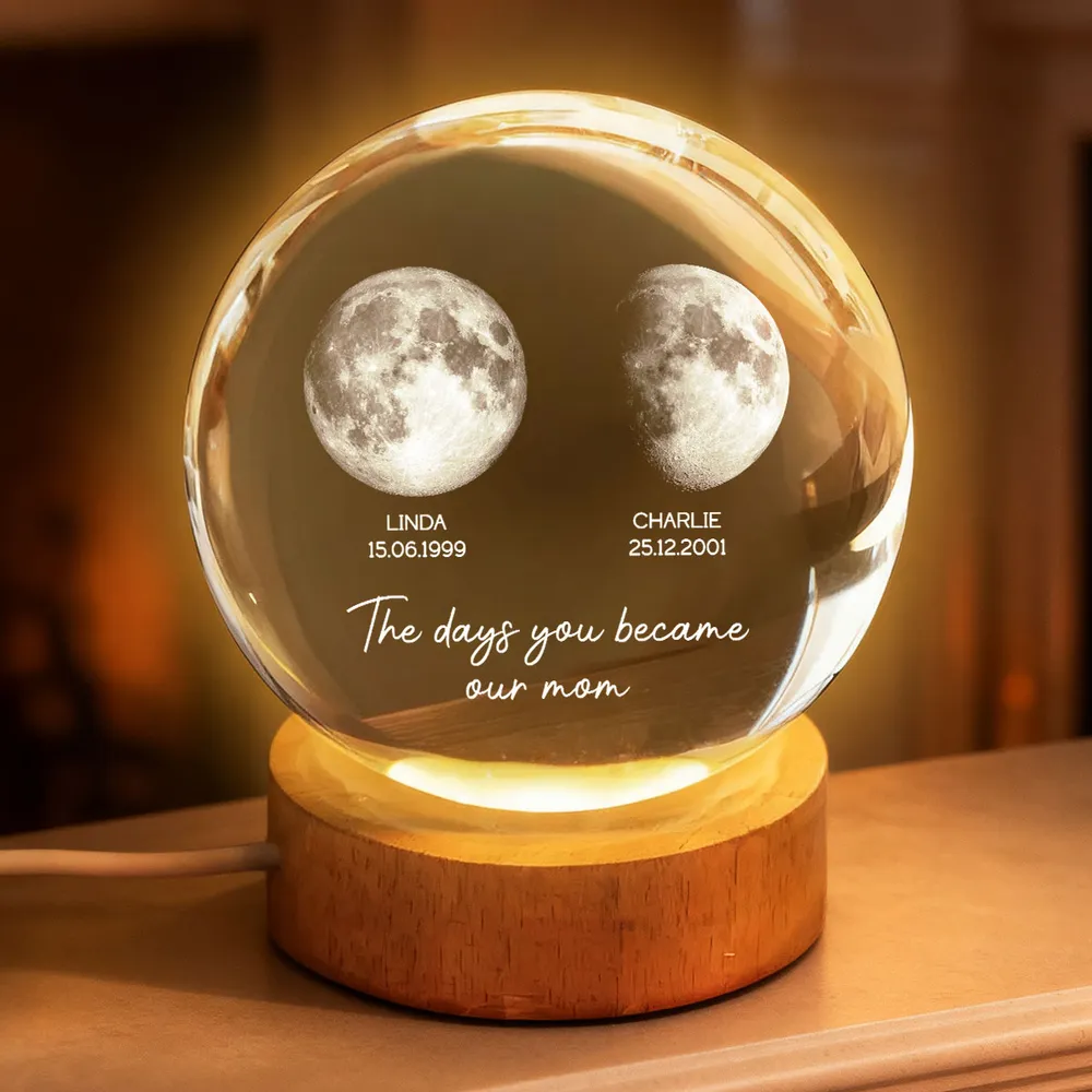 Personalized Globe Lamp The Day You Became Our Mom Warm Moonlight Keepsake, Unique Gift for Mom - Image 3