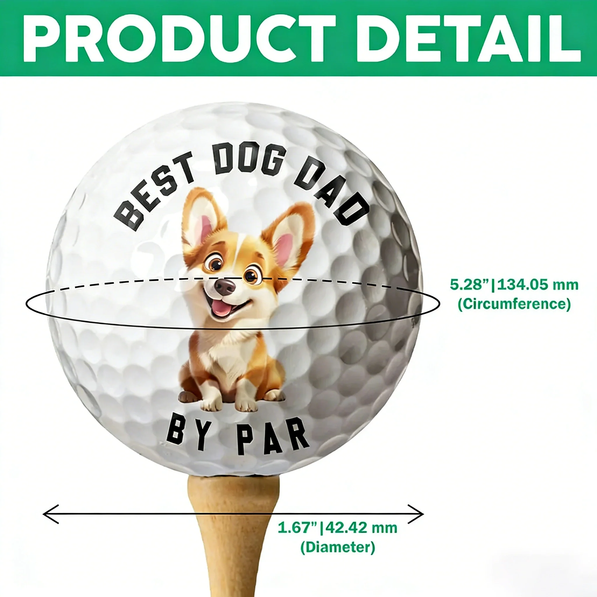 Personalized Best Dog Dad Golf Ball with Cute Dog Cartoon, Funny Unique Gift for Golf Lovers - Image 8