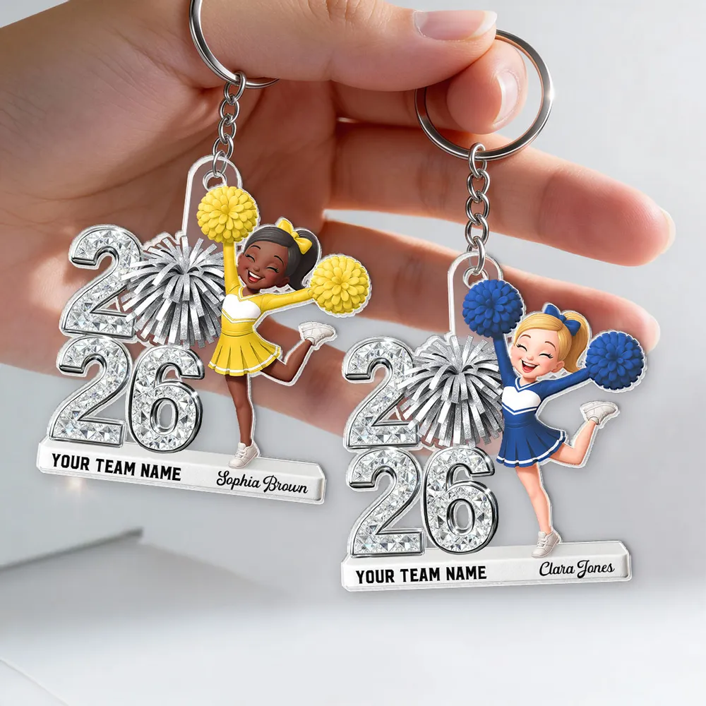 Personalized Cheerleader Acrylic Keychain With Custom Team Name For Everyday Bags, A Cute Unique Gift For Her - Image 3
