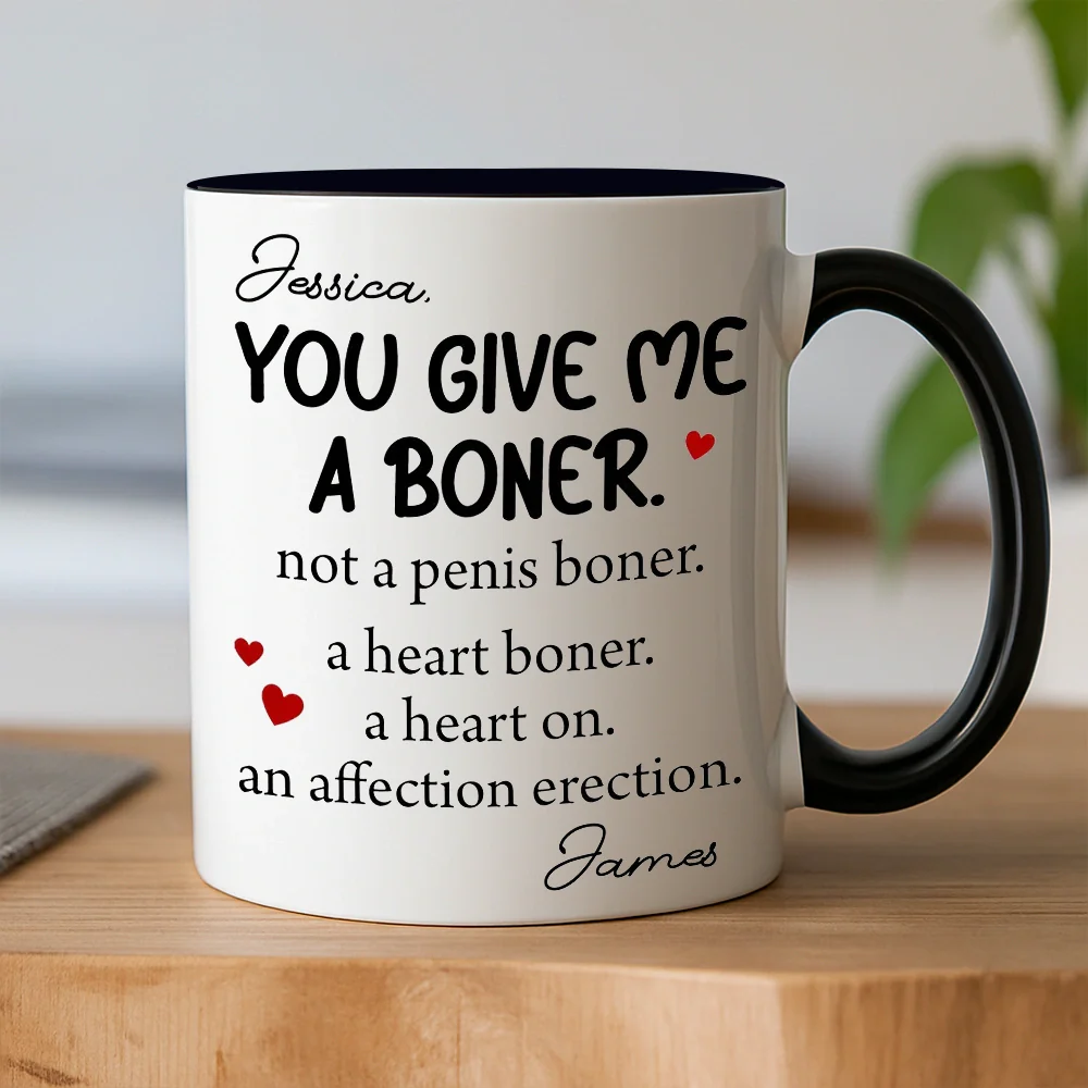 Personalized White Ceramic Mug Funny Love Quote Heart Boner Saying Unique Romantic Gift for Couple - Image 2