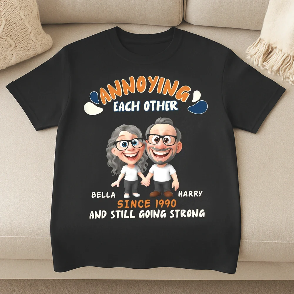 Personalized Couple Caricature Classic Tee with Your Custom Look Funny Relationship Gift for Husband or Wife