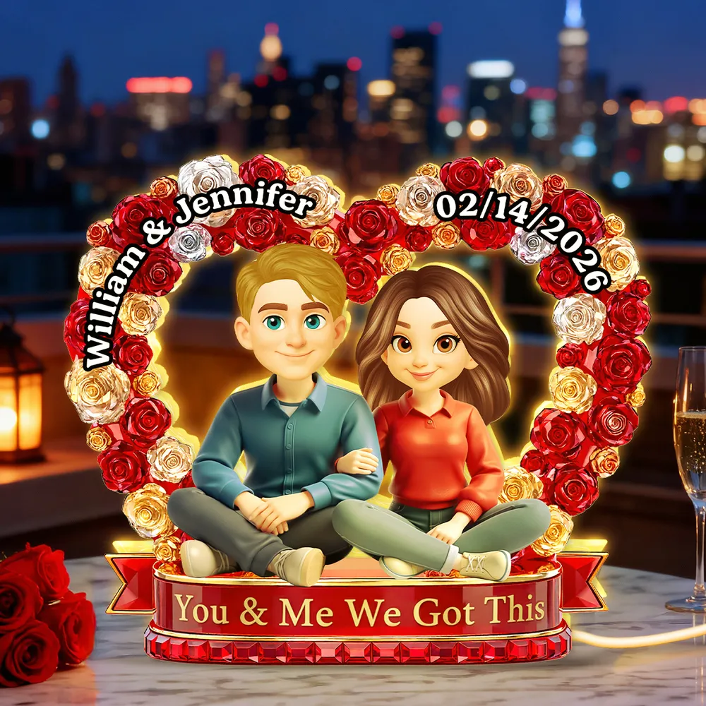 Personalized Acrylic Light Box Flower Heart Couple Night Light for Bedroom or Bookshelf Display, Unique Gift for Couples - Image 3