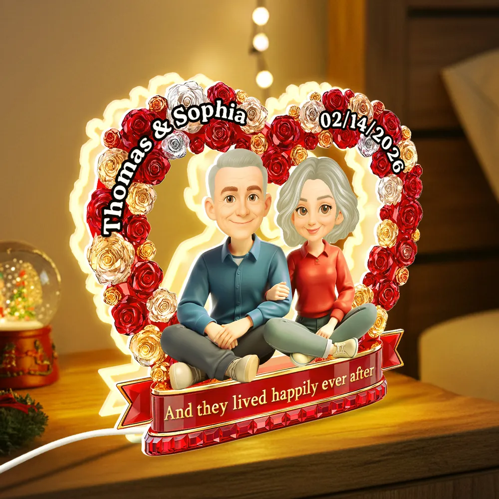Personalized Acrylic Light Box Flower Heart Couple Night Light for Bedroom or Bookshelf Display, Unique Gift for Couples - Image 4