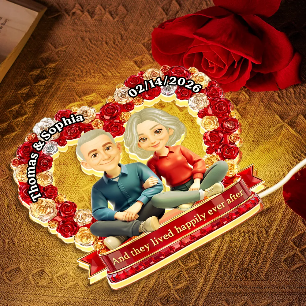 Personalized Acrylic Light Box Flower Heart Couple Night Light for Bedroom or Bookshelf Display, Unique Gift for Couples - Image 7