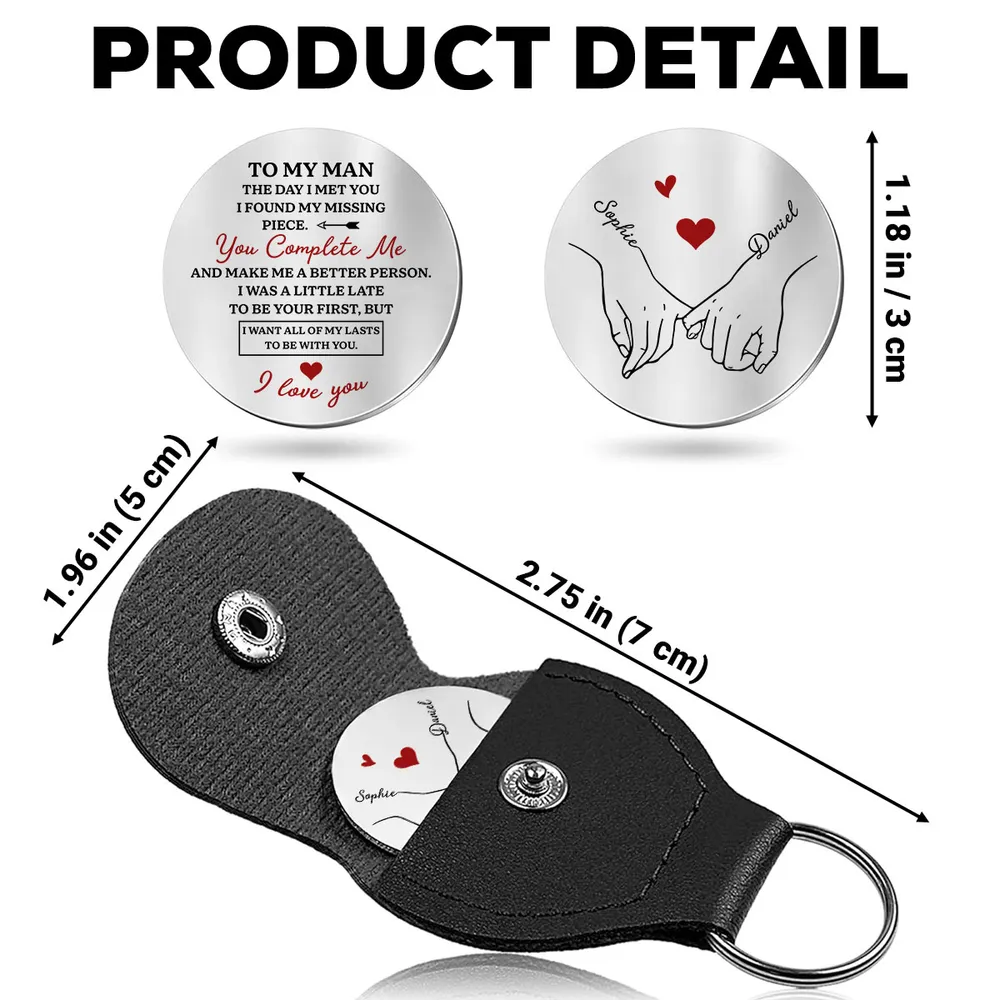 Personalized Pocket Hug Love Token With Engraved Message and Hand-Holding Art Unique Romantic Gift for Him - Image 4