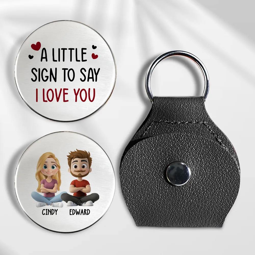 Personalized Pocket Hug Token with Custom Cartoon Couple - Sweet I Love You Keepsake Keychain Style Gift - Image 3