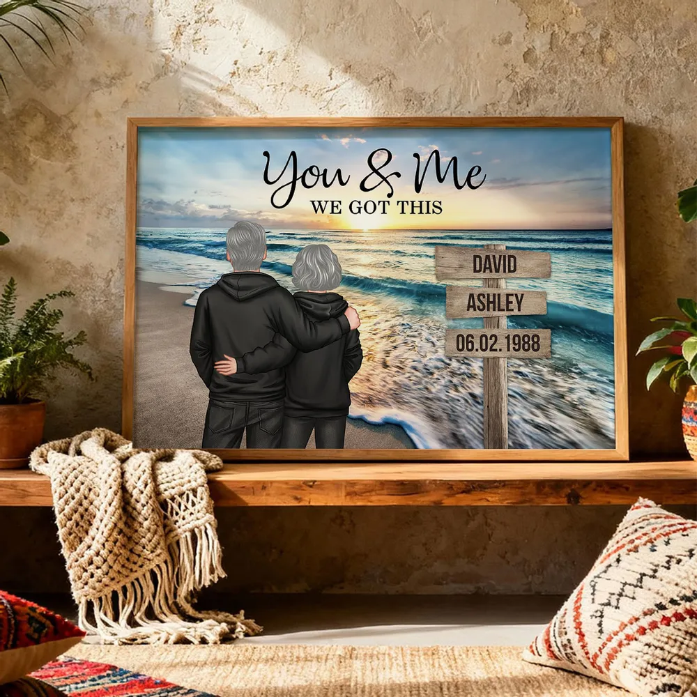 Personalized Couple Beach Sunset Poster, You & Me We Got This, Unique Romantic Gift for Husband or Wife - Image 9