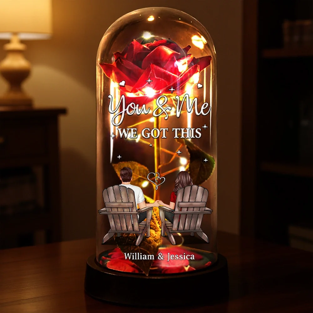 Personalized Lighted Eternal Rose Dome with You & Me We Got This, Cozy Romantic Night Light, Unique Gift for Couples - Image 3