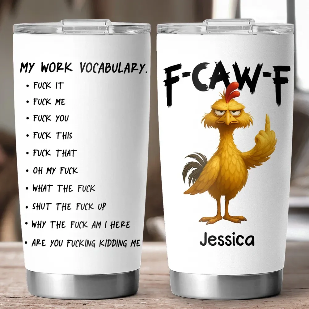 Personalized Insulated Travel Tumbler with Funny Work Vocabulary Chicken Design, Unique Creative Gift for Coworkers - Image 2