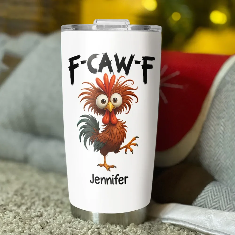 Personalized Insulated Travel Tumbler with Funny Work Vocabulary Chicken Design, Unique Creative Gift for Coworkers - Image 3