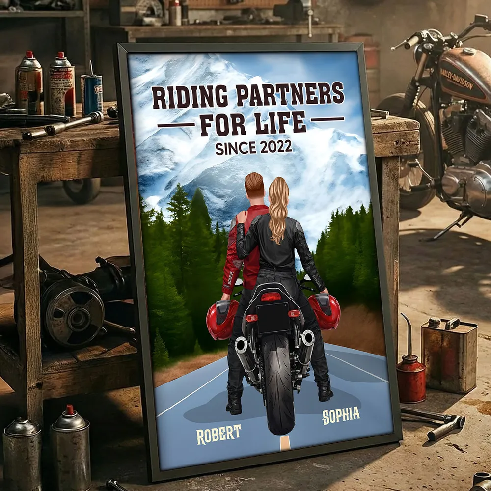 Riding Partners for Life Poster Custom Couple Motorcycle Wall Art for Your Home A Heartwarming Unique Gift - Image 6