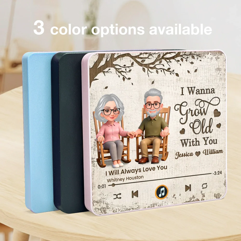 Acrylic Music Magnet, I Wanna Grow Old With You Couple Rocking Chair Fridge Decoration, Sweet Personalized Gift for Couples - Image 3
