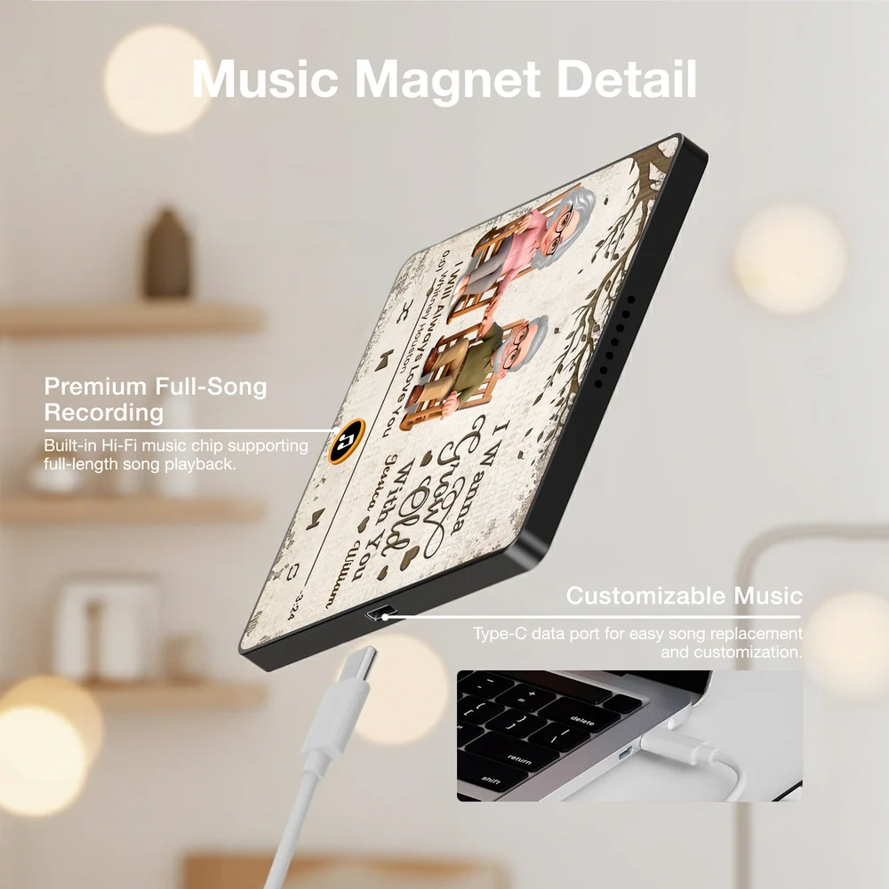Acrylic Music Magnet, I Wanna Grow Old With You Couple Rocking Chair Fridge Decoration, Sweet Personalized Gift for Couples - Image 4