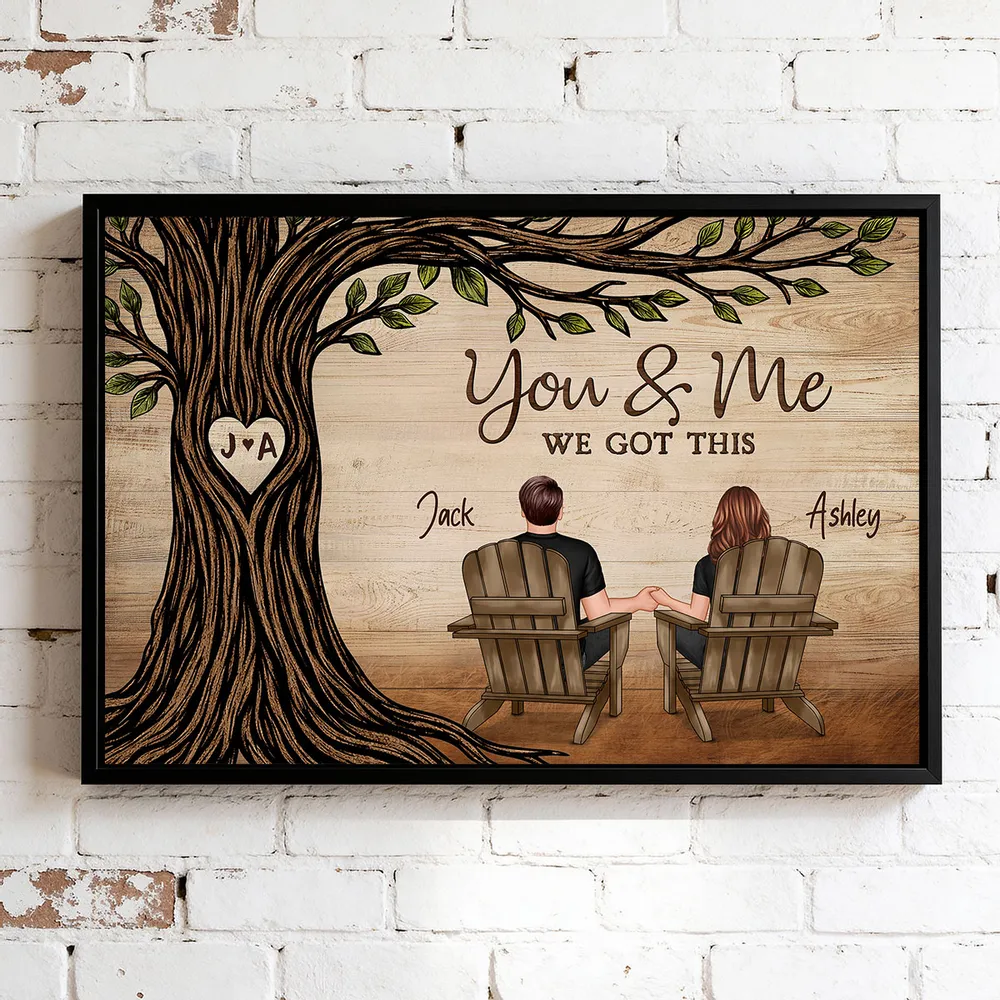 Personalized Couple Poster, You & Me We Got This Under Heart Carved Tree Wall Art, Unique Gift for Couple - Image 6