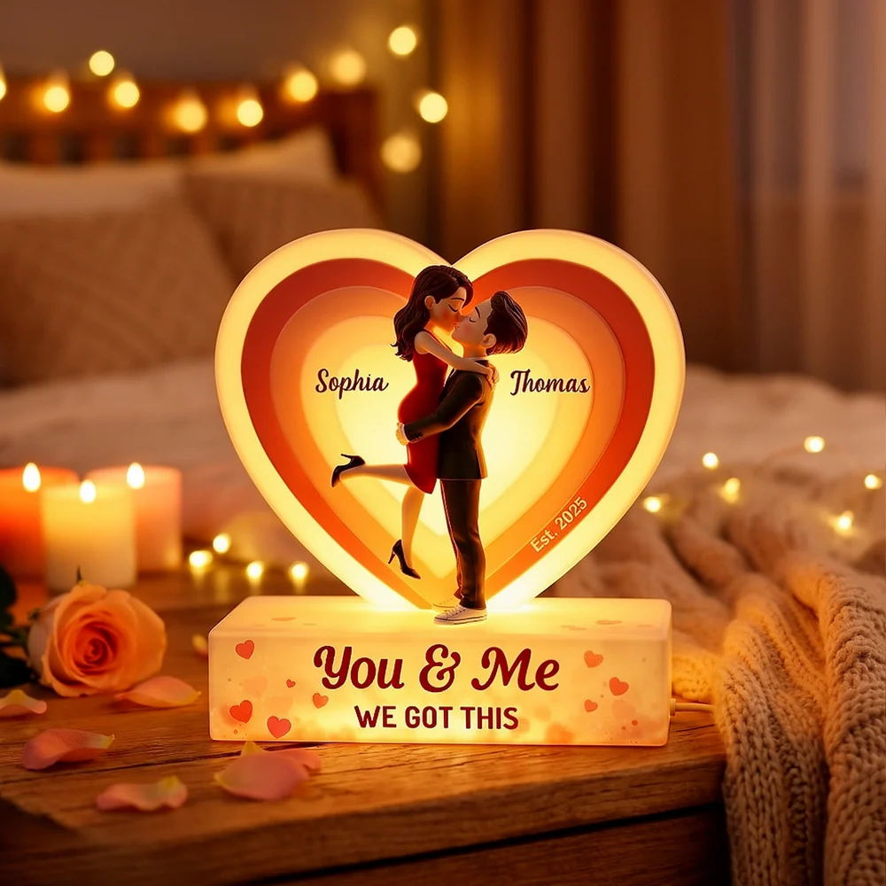 Acrylic Light Box You & Me Love Night Light With Warm Heart Design Unique Creative Gift For Couple Anniversary Or Valentine's Day - Image 2