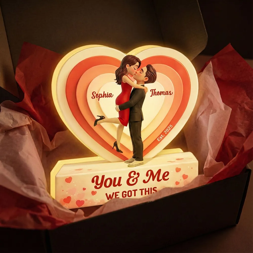 Acrylic Light Box You & Me Love Night Light With Warm Heart Design Unique Creative Gift For Couple Anniversary Or Valentine's Day - Image 3