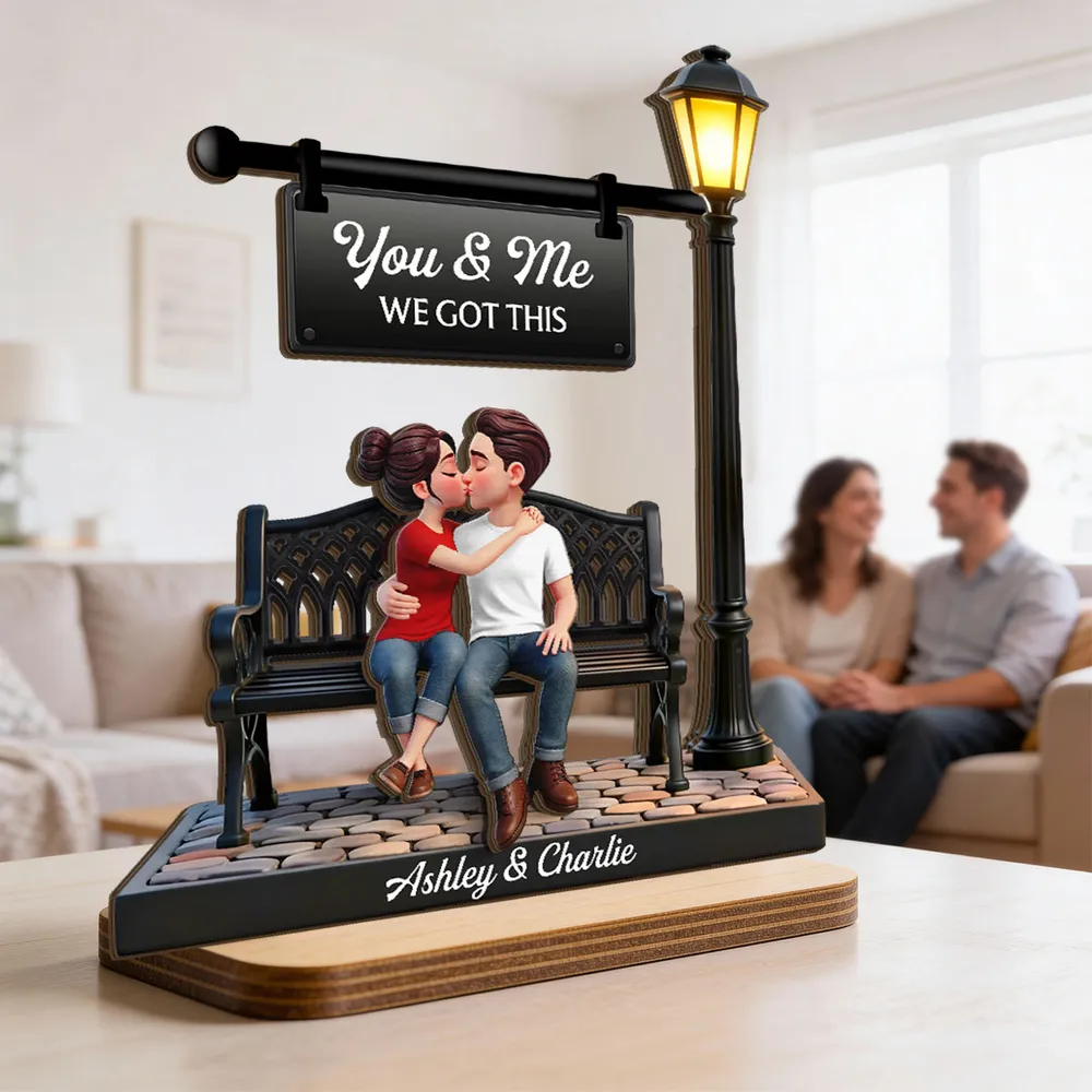 You & Me We Got This Personalized 2-Layer Wooden Plaque Sweet Couple Bench Kiss Keepsake A Heartwarming Gift for Couples - Image 2