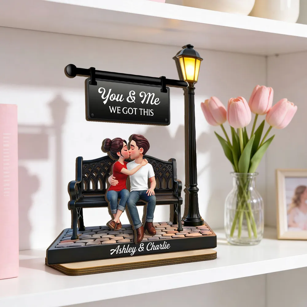 You & Me We Got This Personalized 2-Layer Wooden Plaque Sweet Couple Bench Kiss Keepsake A Heartwarming Gift for Couples - Image 4