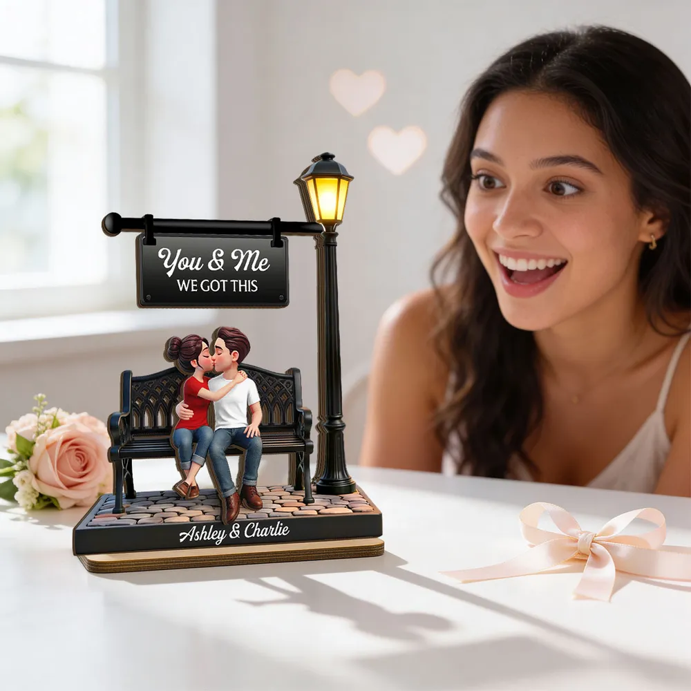 You & Me We Got This Personalized 2-Layer Wooden Plaque Sweet Couple Bench Kiss Keepsake A Heartwarming Gift for Couples - Image 6