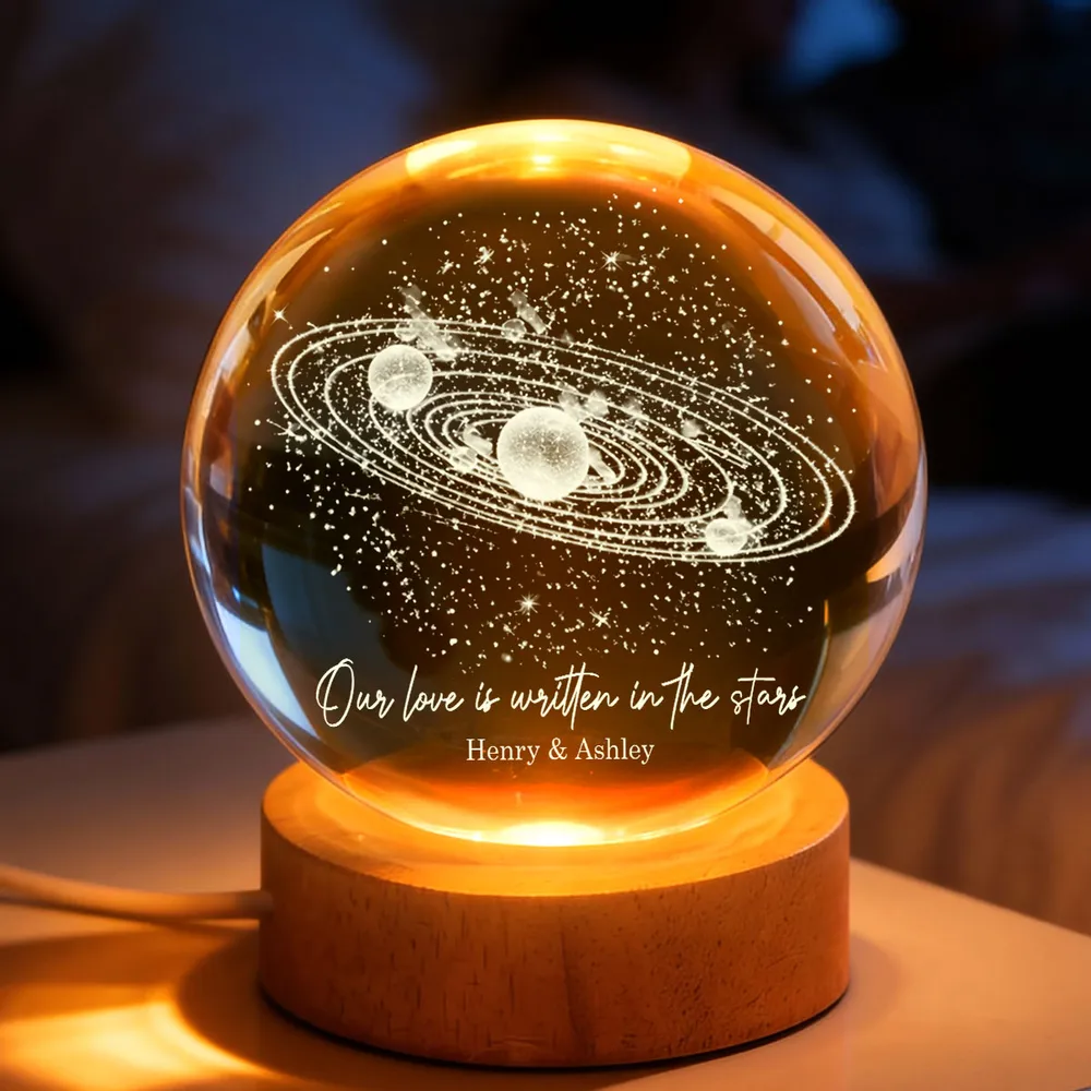 Personalized Globe Lamp with Starry Orbit Design Romantic Night Light Unique Gift for Couple - Image 2