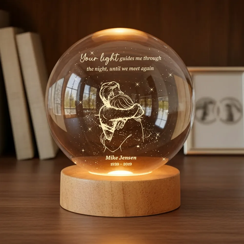 Personalized Globe Lamp Night Light for Memorial Keepsake, Couple Hugging Starry Design, Unique Sympathy Gift - Image 2