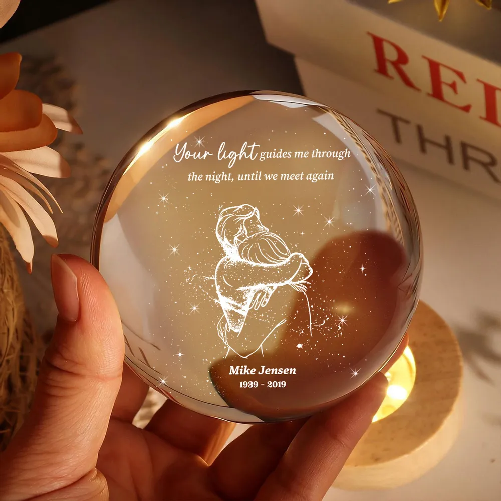 Personalized Globe Lamp Night Light for Memorial Keepsake, Couple Hugging Starry Design, Unique Sympathy Gift - Image 6