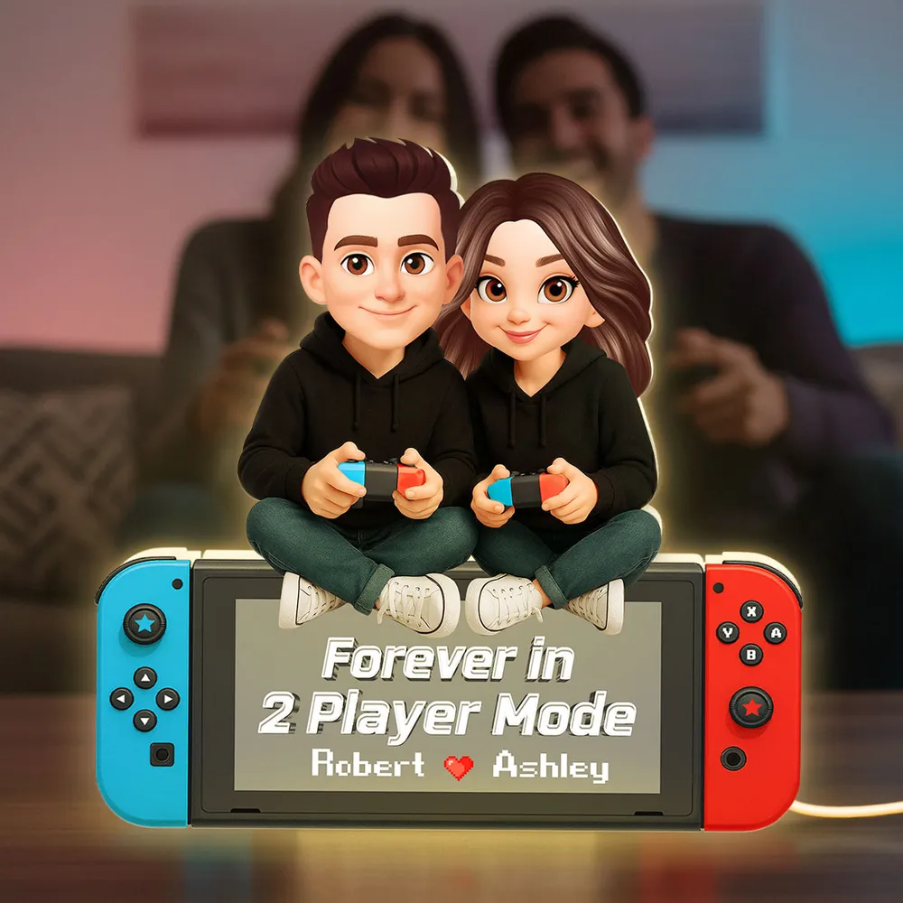 Personalized Acrylic Light Box Gamer Couple Holding Controllers, Starry Night Warm Glow Bedroom Decor, Unique Gift - Image 7