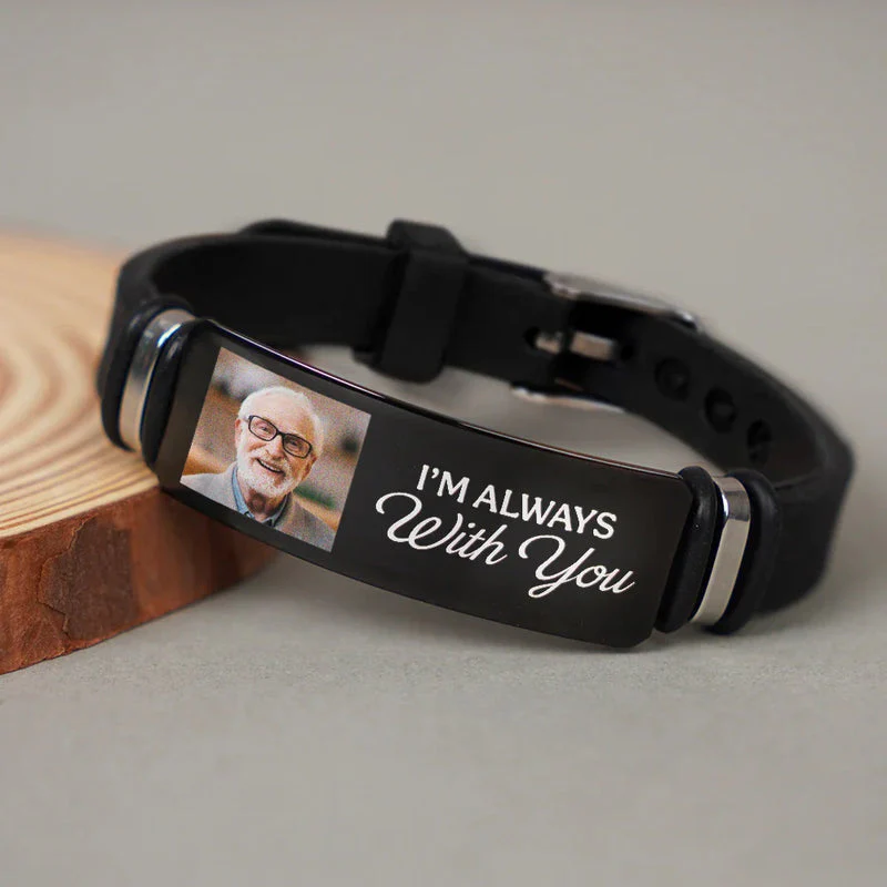 Personalized Silicone Bracelet With Photo You Never Walk Alone Message - A Unique Memorial Gift - Image 5