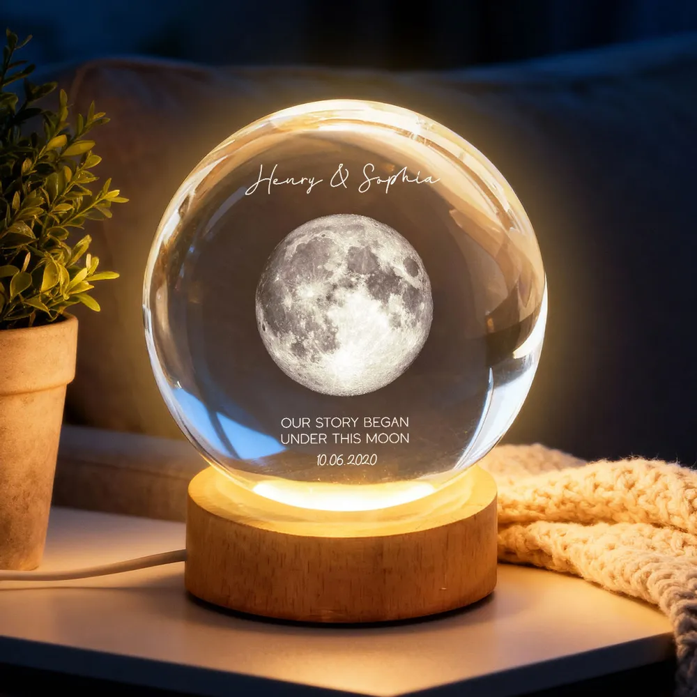 Personalized Globe Lamp Moon Night Light for Couple, Cozy Bedside Decor and Unique Romantic Gift - Image 2