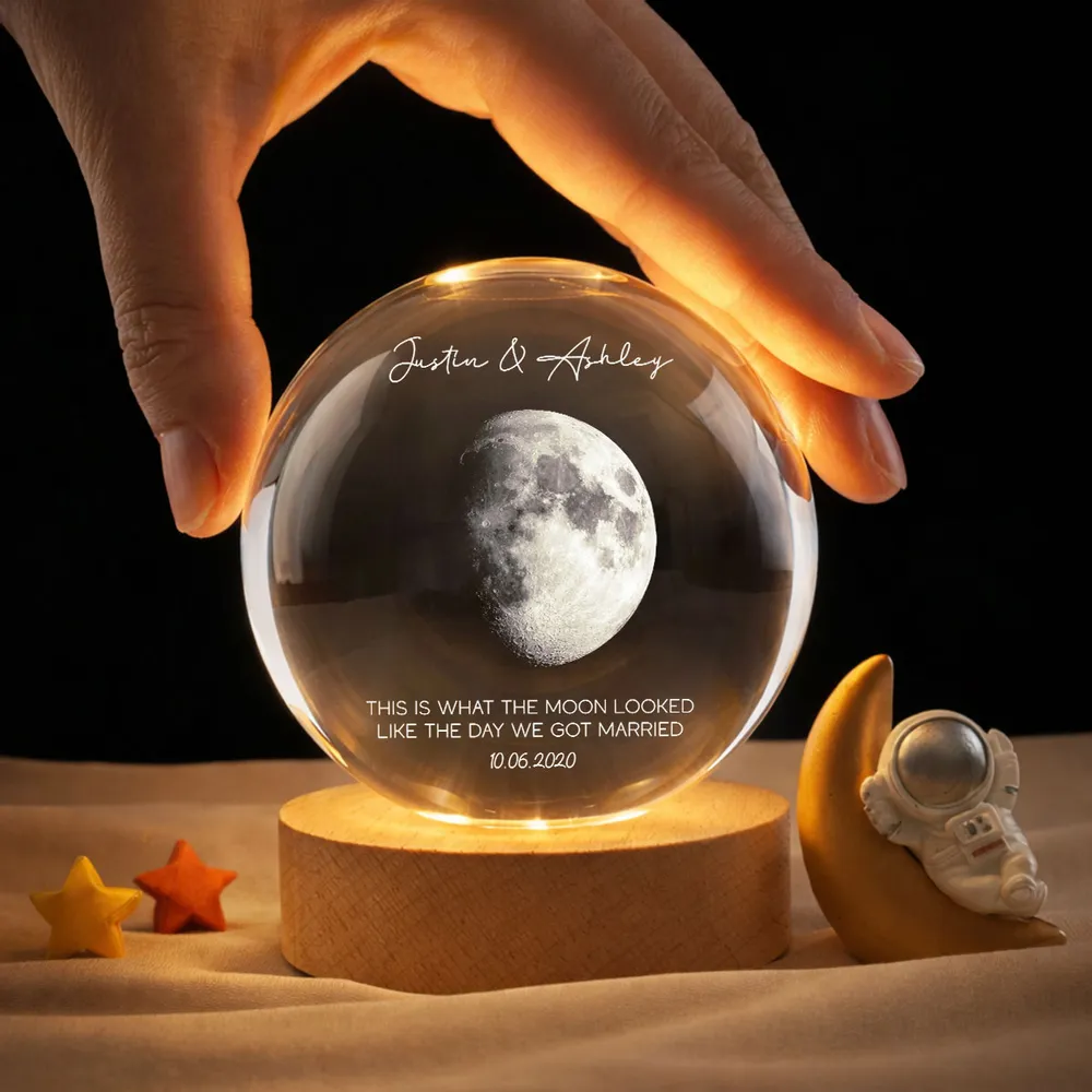 Personalized Globe Lamp Moon Night Light for Couple, Cozy Bedside Decor and Unique Romantic Gift - Image 7