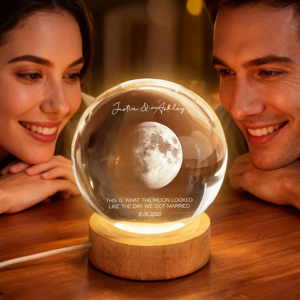 Personalized Globe Lamp Moon Night Light for Couple, Cozy Bedside Decor and Unique Romantic Gift - Image 9