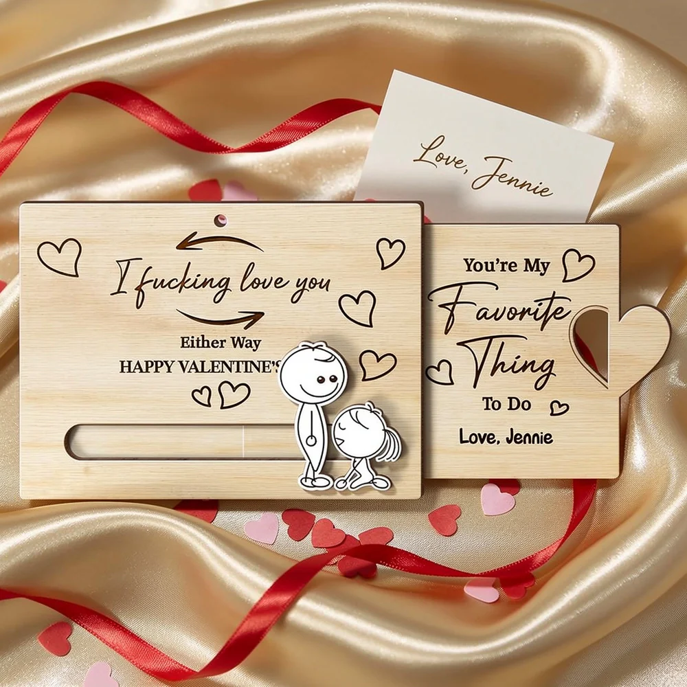 Personalized Wooden Sliding Ornament Funny Couple Love Note Gift for Him or Her, You're My Favorite Thing To Do Valentine Decor