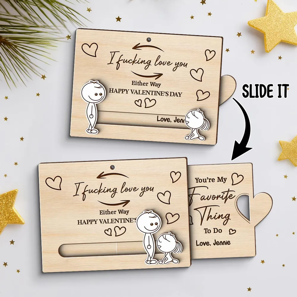 Personalized Wooden Sliding Ornament Funny Couple Love Note Gift for Him or Her, You're My Favorite Thing To Do Valentine Decor - Image 2