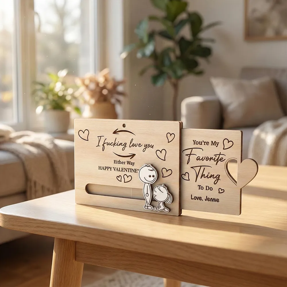 Personalized Wooden Sliding Ornament Funny Couple Love Note Gift for Him or Her, You're My Favorite Thing To Do Valentine Decor - Image 5