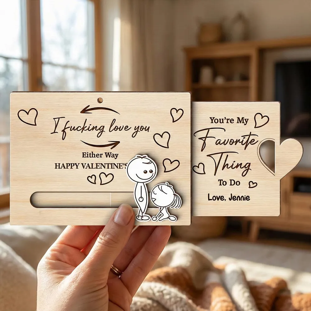 Personalized Wooden Sliding Ornament Funny Couple Love Note Gift for Him or Her, You're My Favorite Thing To Do Valentine Decor - Image 6