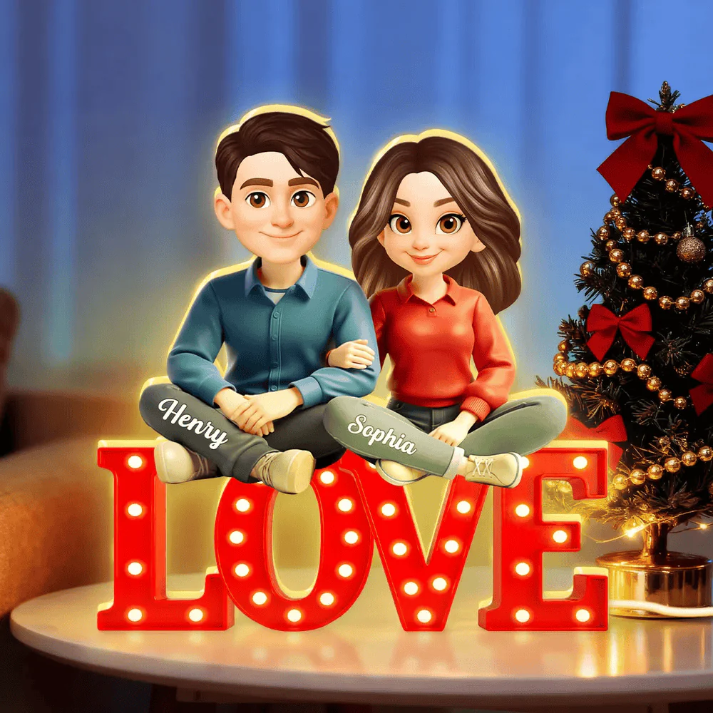 Personalized Couple Acrylic Light Box with Warm Glow LOVE Sign Decor, Unique Keepsake Gift for Him or Her - Image 5