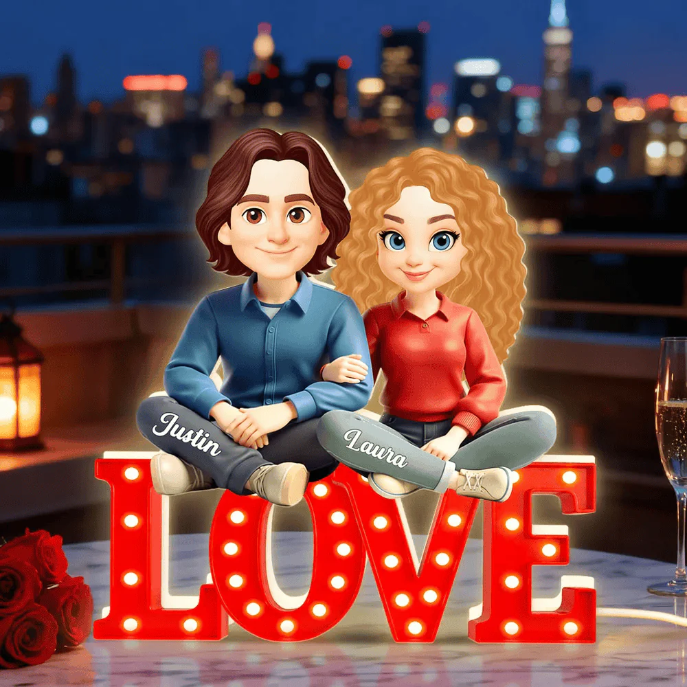 Personalized Couple Acrylic Light Box with Warm Glow LOVE Sign Decor, Unique Keepsake Gift for Him or Her - Image 6