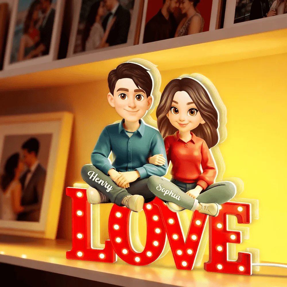 Personalized Couple Acrylic Light Box with Warm Glow LOVE Sign Decor, Unique Keepsake Gift for Him or Her - Image 8