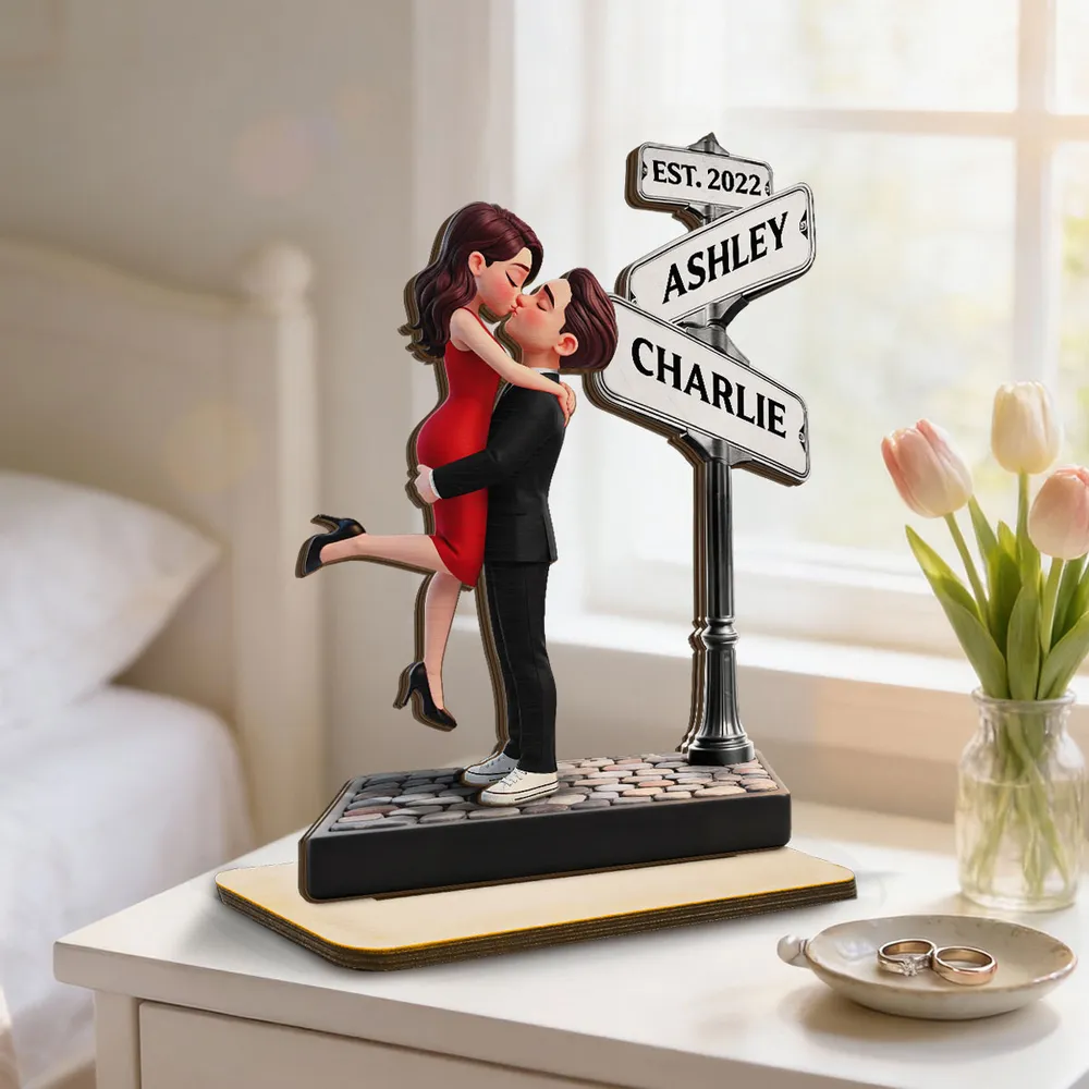 Eternal Love Personalized 2-Layer Wooden Plaque With Hugging Kissing Couple, Sweet Keepsake Gift For Him or Her - Image 8