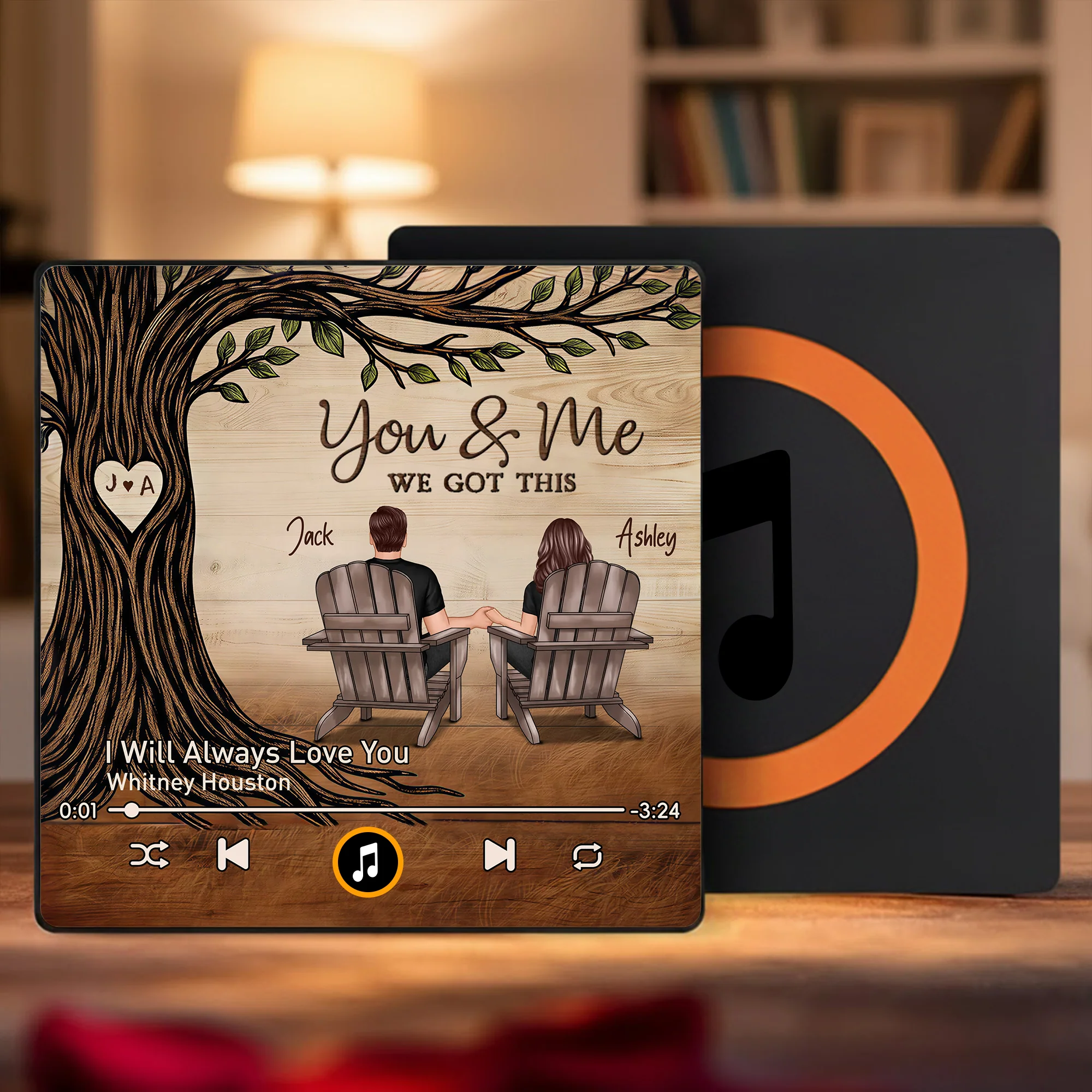 Personalized Acrylic Music Magnet for Couple, You & Me Song Player Style Fridge Decor, Unique Gift for Him or Her